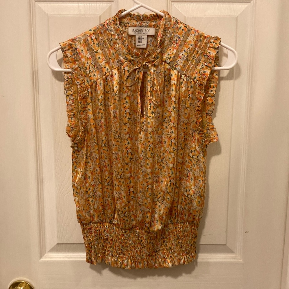 Rachel Zoe Gold Ruffled Sleeveless Blouse